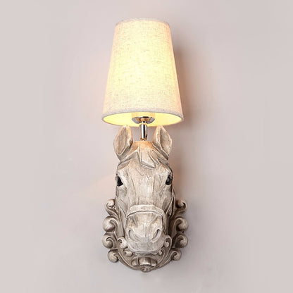 Wall Light Europe Resin Horse Head Wall Lamp Bedroom Wall Light Creative Fashion Corridor Balcony Study Sconce Lighting