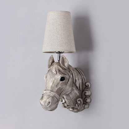 Wall Light Europe Resin Horse Head Wall Lamp Bedroom Wall Light Creative Fashion Corridor Balcony Study Sconce Lighting