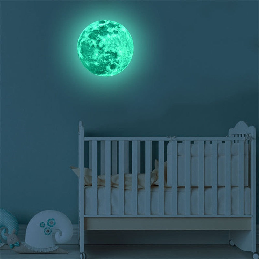 Wall Sticker Kids Room Decor Moon fluorescent Light Night Panels Room Decoration Adesivo de Parede Infantil #815