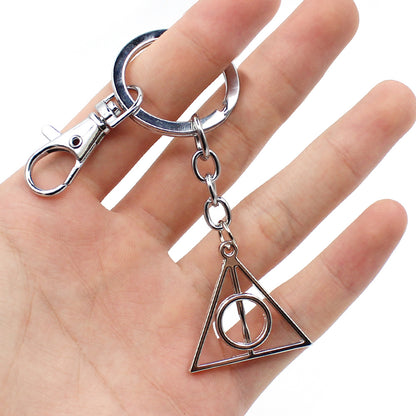 Wellcomics Harri Potter Deathly Hallows Hogwarts School Gryffindor Slytherin Ravenclaw Hufflepuff Metal Pendant Keychain Keyring