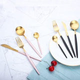 Western Style Stainless Steel Cutlery Dinnerware Set Including 1 Tea Spoon+1 Dinner Spoon+1 Fork+1 Knife LX4964