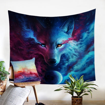 Where Light And Dark Meet by JoJoesArt Tapestry Wall Hanging For Adults Kids Animal Wolf Printed Bed Sheets Decorative Tapestry