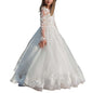 White First Communion Dresses Kids Ball Gowns Vestidos Para Nina Formal Wedding Party Long Lace Little Bride Flower Girl Dresses