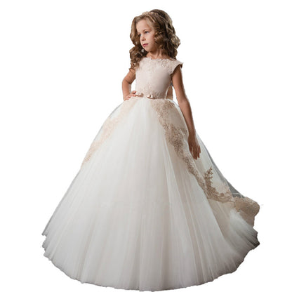 White First Communion Dresses Long Kids Ball Gowns Vestido Nina Wedding Party Tulle Lace Toddler Little Bride Flower Girl Dress