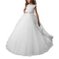 White First Communion Dresses Long Kids Ball Gowns Vestido Nina Wedding Party Tulle Lace Toddler Little Bride Flower Girl Dress