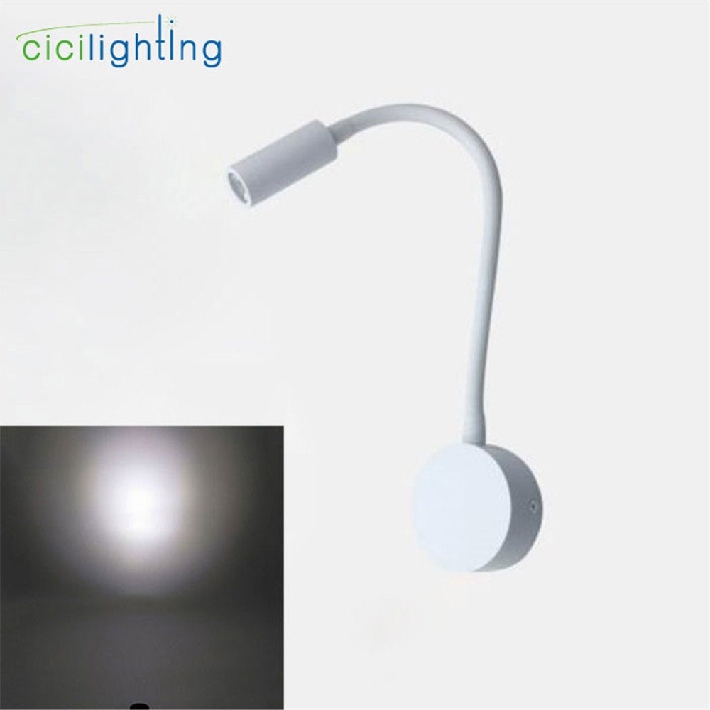 White LED Bedside Lamp, Wall Light, Night Light, 3W Gooseneck Led Reading Light,Bedroom/Living Room/Kids Room/Study Room Sconces