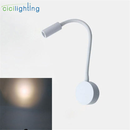 White LED Bedside Lamp, Wall Light, Night Light, 3W Gooseneck Led Reading Light,Bedroom/Living Room/Kids Room/Study Room Sconces