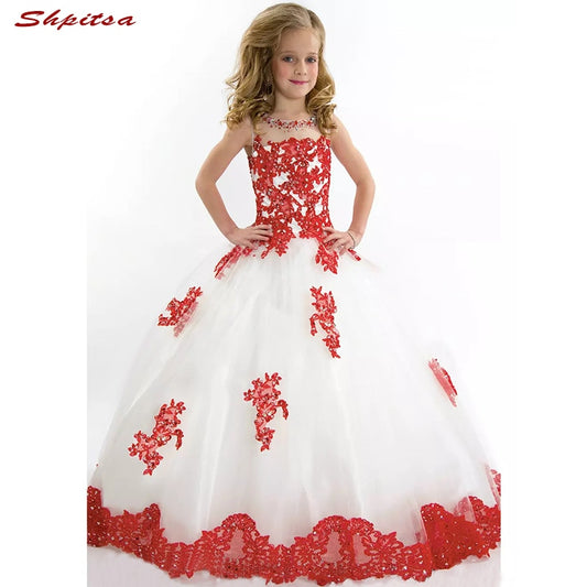 White and Red Flower Girl Dresses 2018 for Wedding First Communion Dresses for girls Pageant Dress Flowergirl Dress 1