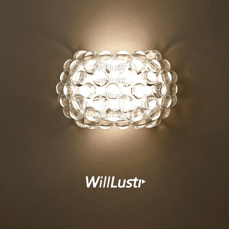 Willlustr Modern Design Light Wall Sconce Acrylic Ball Lighting replica Foscarini Caboche Wall Lamp LED R7S bulb clear gold bead