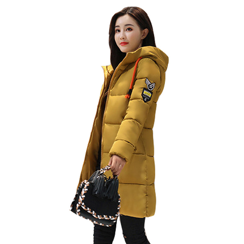 Winter Coat Women Slim Outwear Medium-Long Wadded Jacket Thick Hooded Cotton Fleece Warm Cotton Parkas