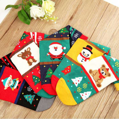 Winter Crew Christmas Funny Cotton Socks Harujuku Emoji Santa Snowman Funny Female Art socks Christmas Gift Happy Cotton Socks