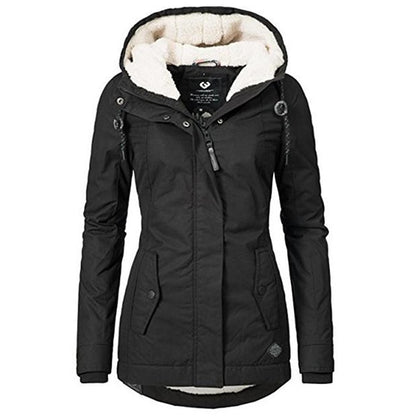 Winter Gothic Hooded Coats Zipper Slim Outerwear Zippers Fashion Patchwork Black Female Warm Windproof Autumn Overcoats Fall