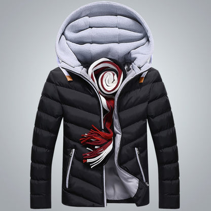 Winter Jacket Men Hat Detachable Warm Coat Cotton-Padded Outwear Mens Coats Jackets Hooded Collar Slim Clothes Thick Parkas X327