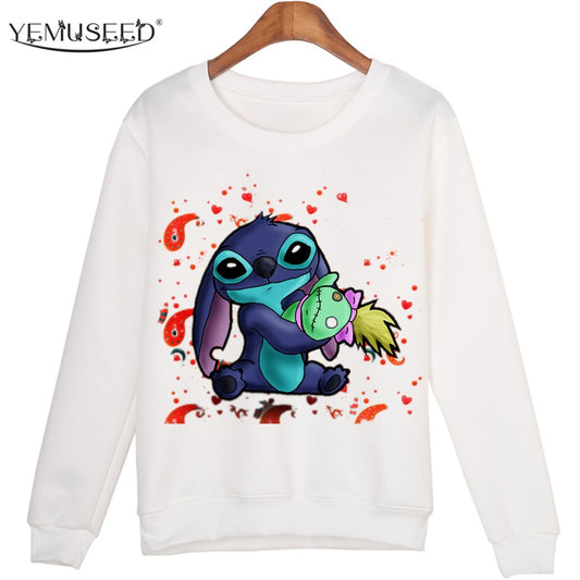 Winter Students Cartoon Stitch Moleton Hoodies Tops Harajuku Sweatshirt Women Sudaderas Mujer 2015 WMH39