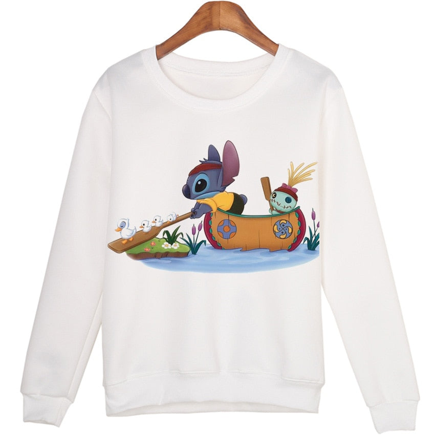 Winter Students Cartoon Stitch Moleton Hoodies Tops Harajuku Sweatshirt Women Sudaderas Mujer 2015 WMH39