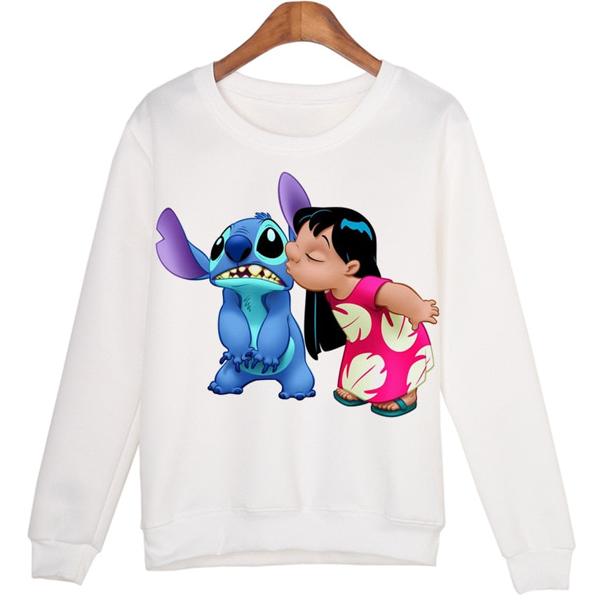 Winter Students Cartoon Stitch Moleton Hoodies Tops Harajuku Sweatshirt Women Sudaderas Mujer 2015 WMH39