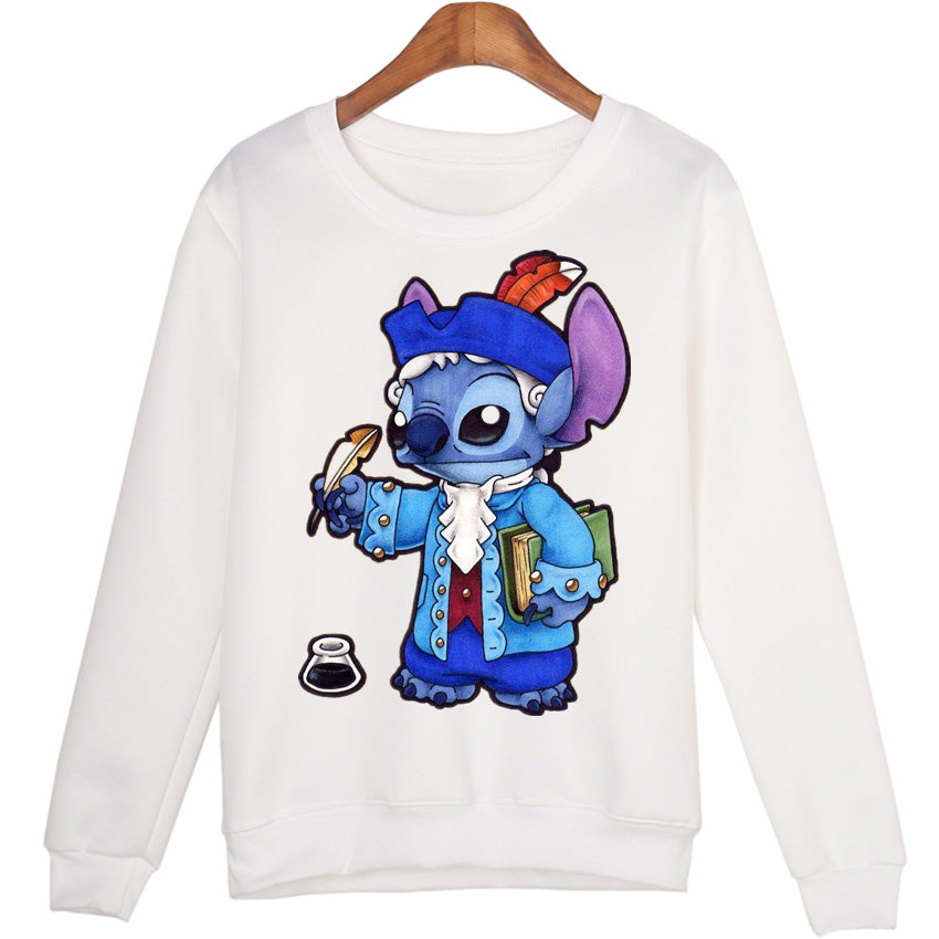 Winter Students Cartoon Stitch Moleton Hoodies Tops Harajuku Sweatshirt Women Sudaderas Mujer 2015 WMH39