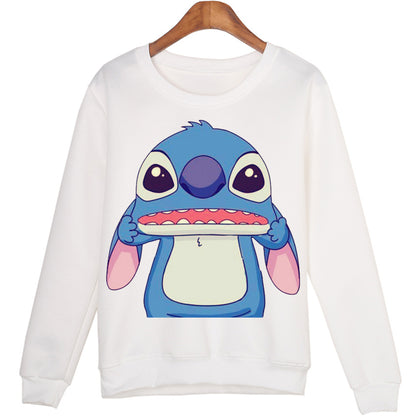 Winter Students Cartoon Stitch Moleton Hoodies Tops Harajuku Sweatshirt Women Sudaderas Mujer 2015 WMH39