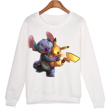 Winter Students Cartoon Stitch Moleton Hoodies Tops Harajuku Sweatshirt Women Sudaderas Mujer 2015 WMH39