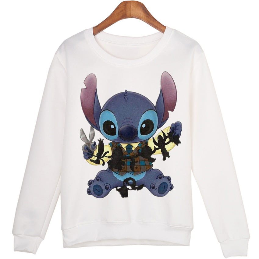 Winter Students Cartoon Stitch Moleton Hoodies Tops Harajuku Sweatshirt Women Sudaderas Mujer 2015 WMH39