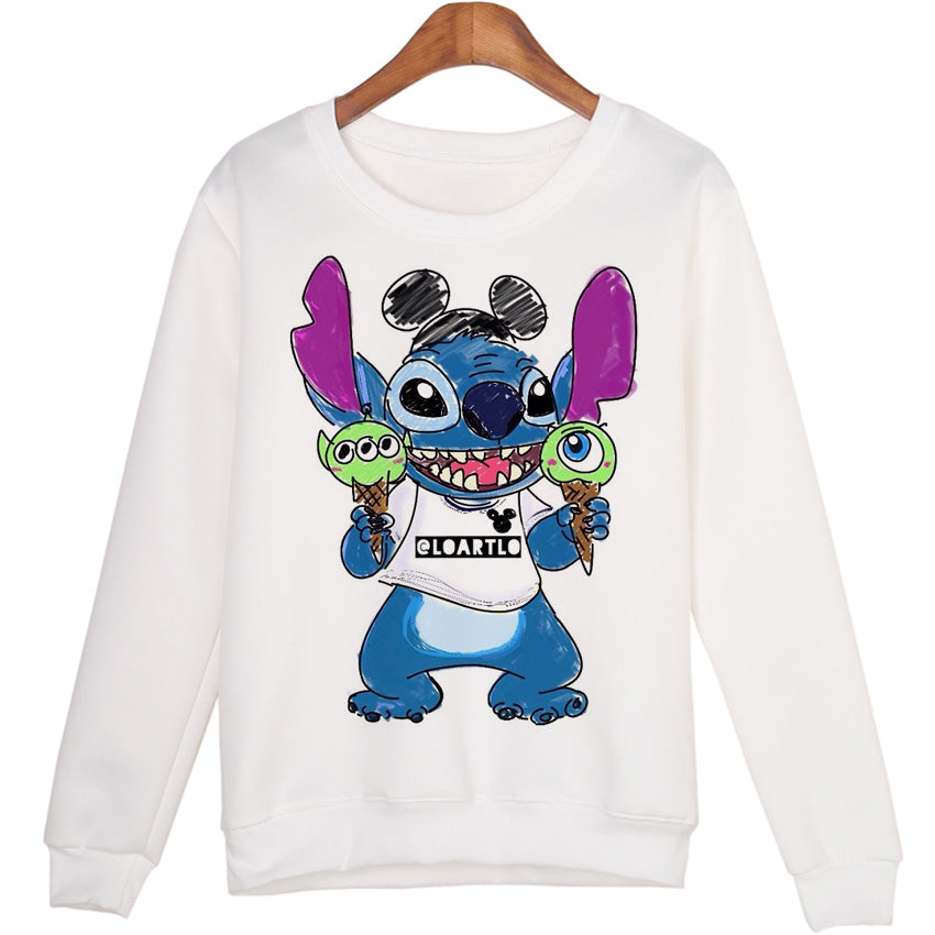 Winter Students Cartoon Stitch Moleton Hoodies Tops Harajuku Sweatshirt Women Sudaderas Mujer 2015 WMH39