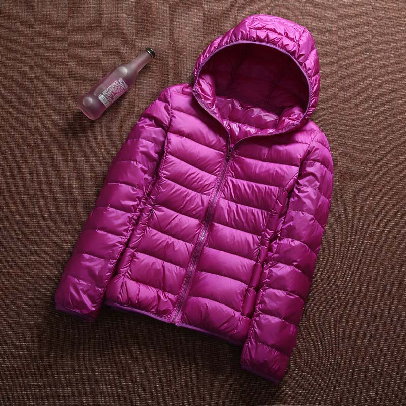 Winter Women Ultra Light Down Jacket 90% Duck Down Hooded Jackets Long Sleeve Warm Slim Coat Parka Female Solid Portabl Outwear