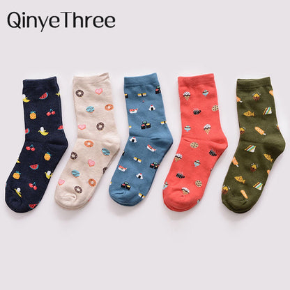 Winter soft warm socks fashion Korea creative cartoon life food sushi watermelon male female short tube cotton socks Drop ship