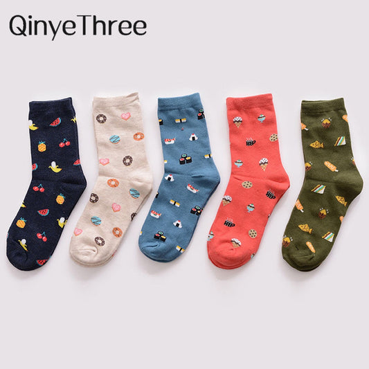 Winter soft warm socks fashion Korea creative cartoon life food sushi watermelon male female short tube cotton socks Drop ship