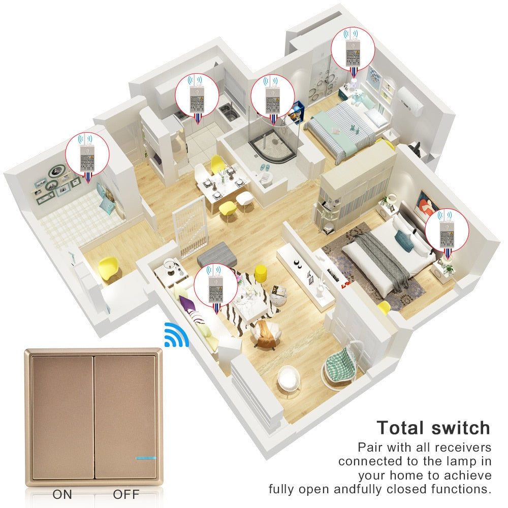 Wireless Light Switch Waterproof Remote Light Switches - No Wiring Quick Create Remote Control Ceiling Lamps LED Bulbs