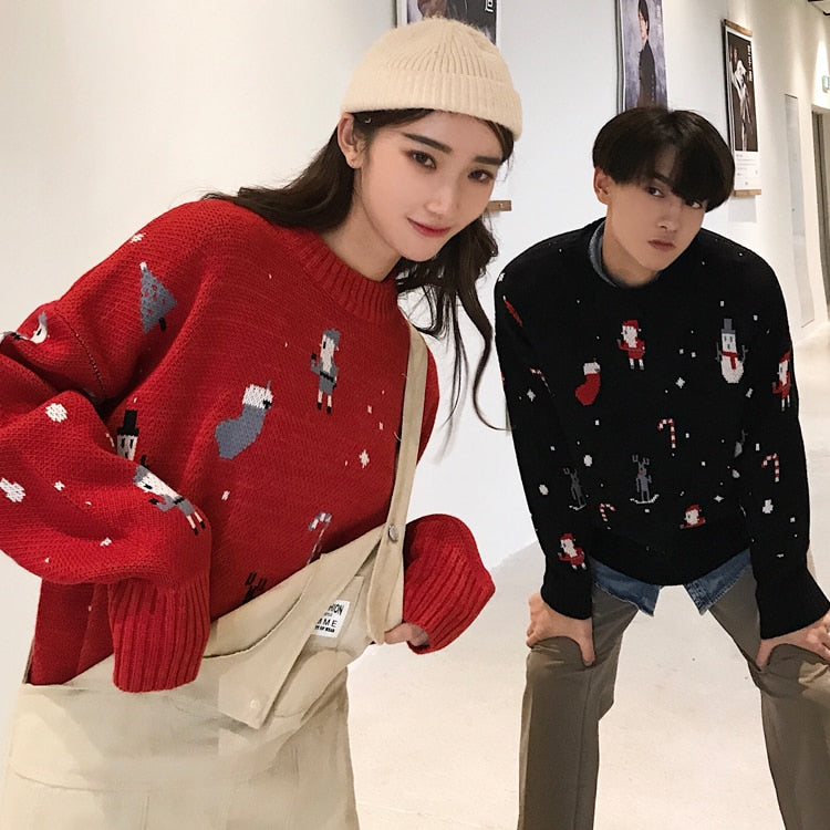 Women Casual Loose Christmas Sweaters New Fashion Designer Autumn and Winter Knitted Pullovers Sweater