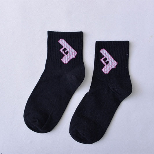 Women Daily Socks Harajuku Korea Japanese Cotton Kitten Flame Ulzzang Socks Men Chinese Cactus Gun Shark Alien Students Socks