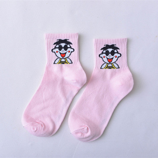 Women Daily Socks Harajuku Korea Japanese Cotton Kitten Flame Ulzzang Socks Men Chinese Cactus Gun Shark Alien Students Socks