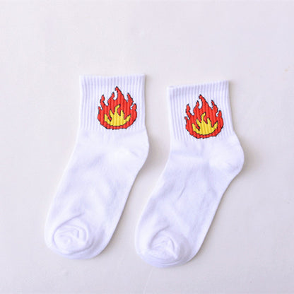 Women Daily Socks Harajuku Korea Japanese Cotton Kitten Flame Ulzzang Socks Men Chinese Cactus Gun Shark Alien Students Socks