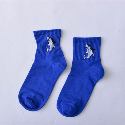 Women Daily Socks Harajuku Korea Japanese Cotton Kitten Flame Ulzzang Socks Men Chinese Cactus Gun Shark Alien Students Socks