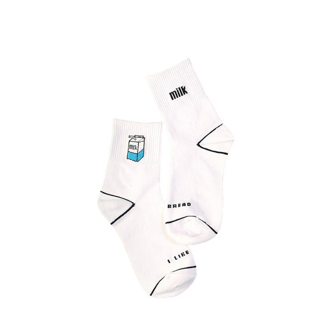 Women Daily Socks Harajuku Korea Japanese Cotton Kitten Flame Ulzzang Socks Men Chinese Cactus Gun Shark Alien Students Socks