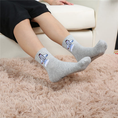 Women Daily Socks Harajuku Korea Japanese Cotton Kitten Flame Ulzzang Socks Men Chinese Cactus Gun Shark Alien Students Socks