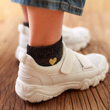 Women Embroidery Love Heart Glitter Socks Fashion Funny Gold Silver Silk Colorful Shining Sox Shiny Calcetines Mujer Drop ship