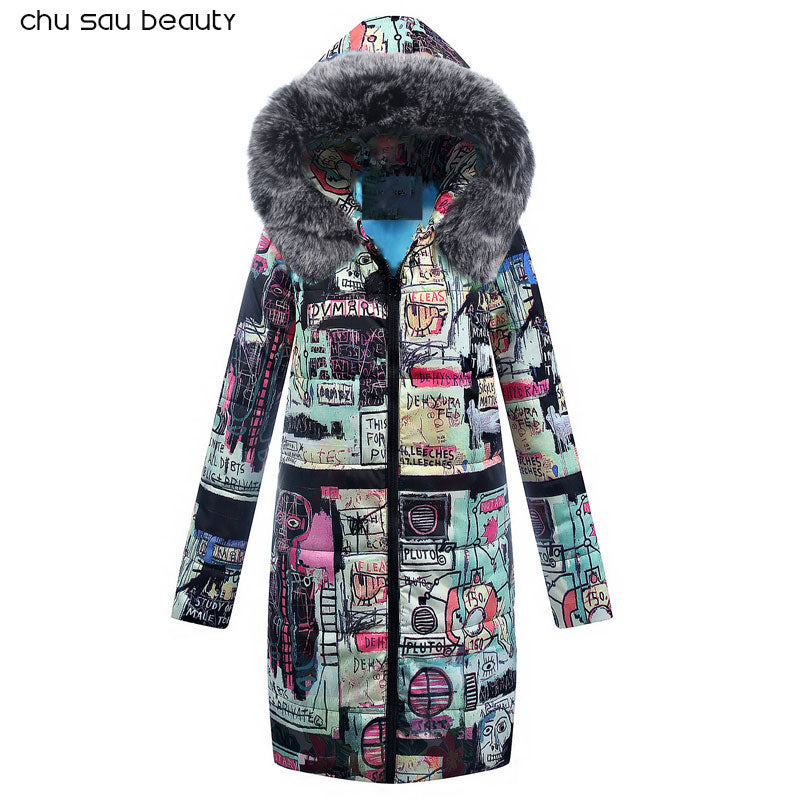 Women Parka Fashion Fur  Autumn Winter Warm Jackets Women  Collar Coats Long Parkas Hoodies Office Lady Cotton Plus Size