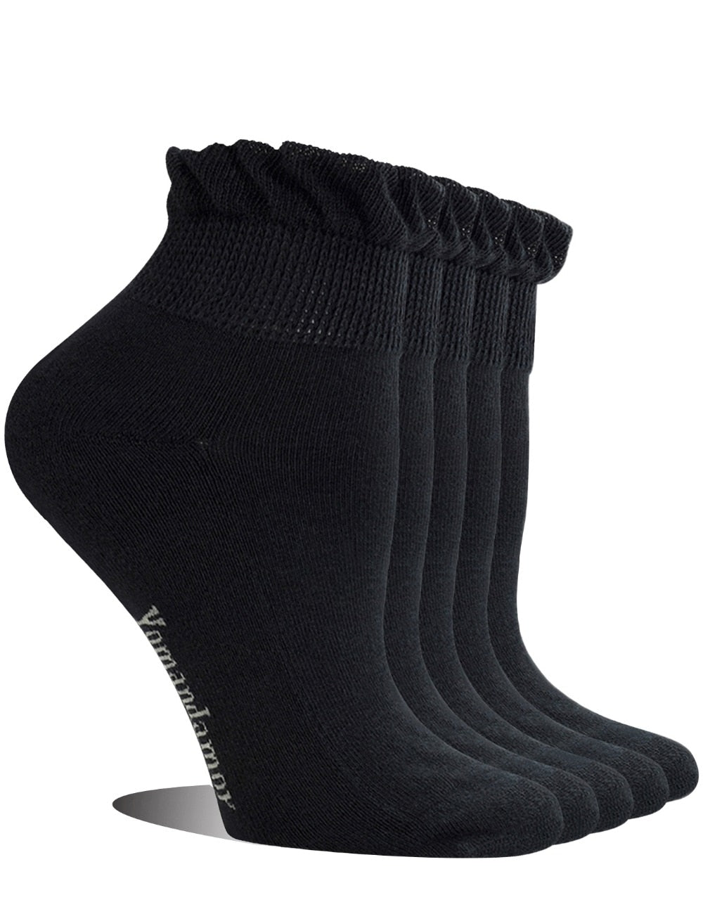 Women's 5 Pairs Non-binding Bamboo Diabetic Ankle Dress/Casual Socks with Seamless Toe