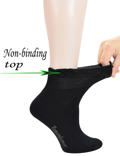 Women's 5 Pairs Non-binding Bamboo Diabetic Ankle Dress/Casual Socks with Seamless Toe