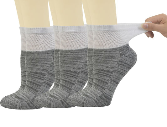 Women's 6 Pairs Bamboo Diabetic Ankle Socks with Non-Binding Top And Cushion Sole,L Size(Socks Size:9-11)