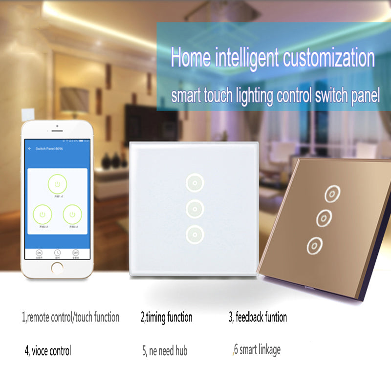 Work with Amazon Alexa Google home  Smart Wi-Fi  Glass Panel 110~240V  EU   Touch Light wall Switch tuya app for smart home