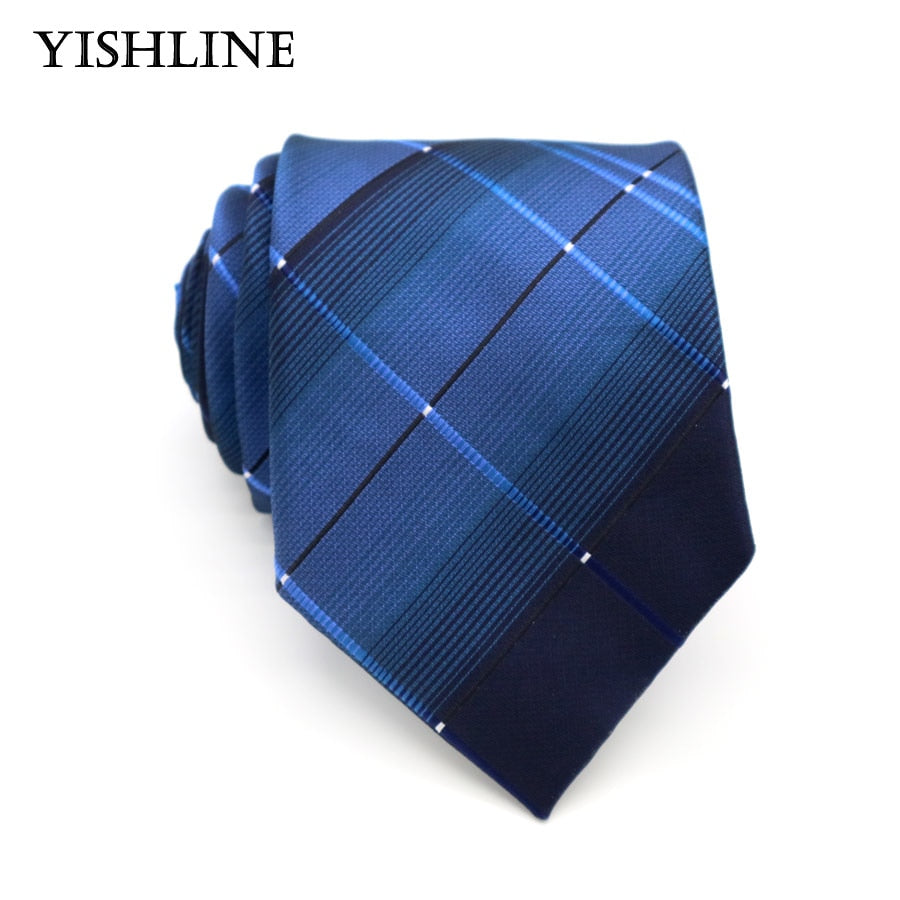 XKB 8CM Classic 100% Silk Men's Tie Fashion Neckties Blues Navy Blue Ties Geometric Men Cravat Business Wedding Party Gravatas