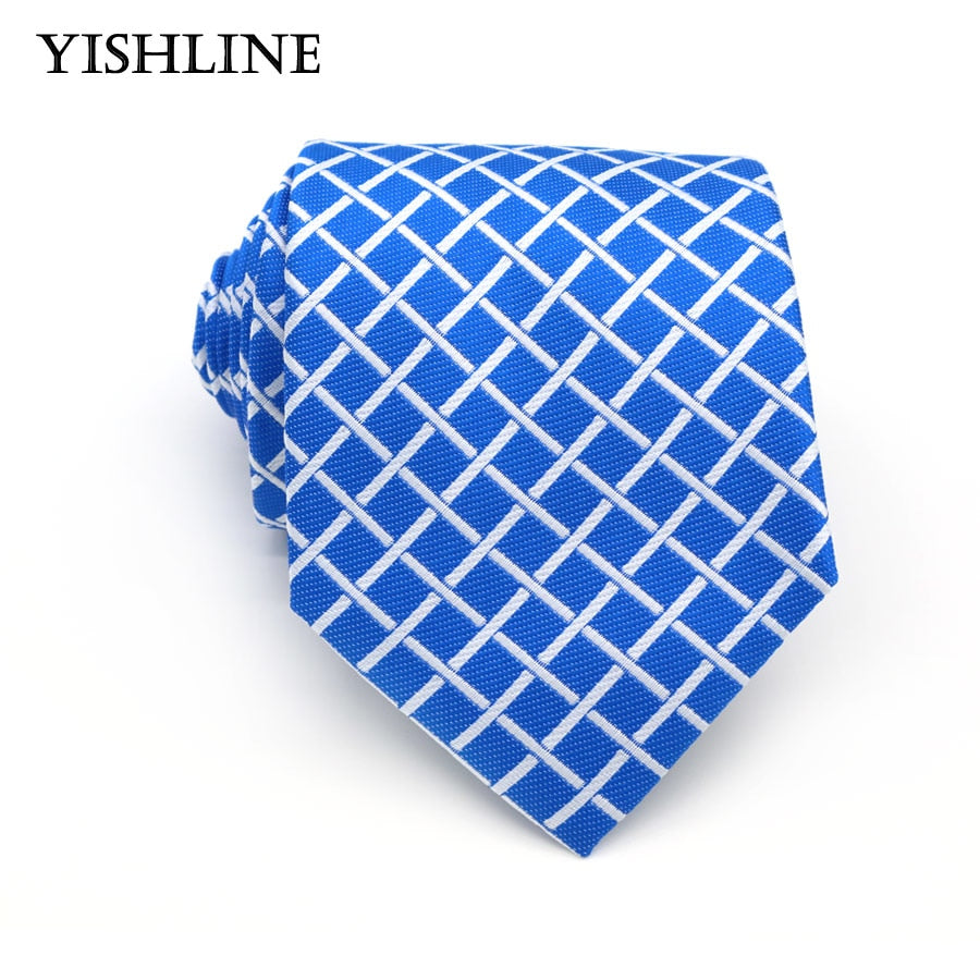 XKB 8CM Classic 100% Silk Men's Tie Fashion Neckties Blues Navy Blue Ties Geometric Men Cravat Business Wedding Party Gravatas