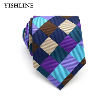 XKB 8CM Classic 100% Silk Men's Tie Fashion Neckties Blues Navy Blue Ties Geometric Men Cravat Business Wedding Party Gravatas