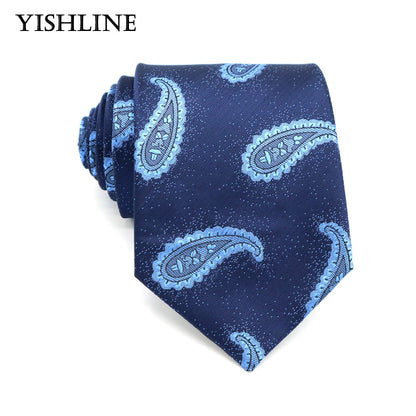 XKB 8CM Classic 100% Silk Men's Tie Fashion Neckties Blues Navy Blue Ties Geometric Men Cravat Business Wedding Party Gravatas