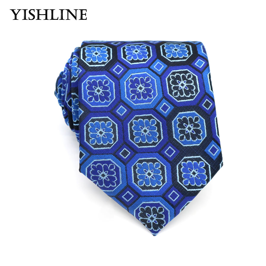 XKB 8CM Classic 100% Silk Men's Tie Fashion Neckties Blues Navy Blue Ties Geometric Men Cravat Business Wedding Party Gravatas