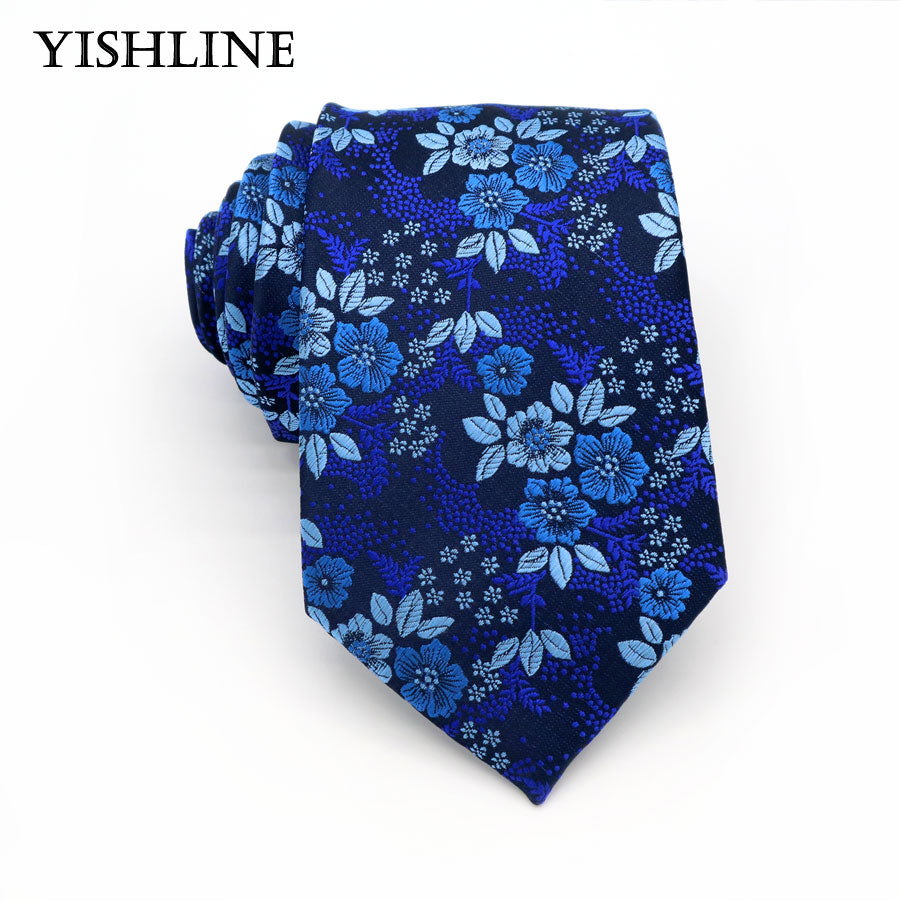 XKB 8CM Classic 100% Silk Men's Tie Fashion Neckties Blues Navy Blue Ties Geometric Men Cravat Business Wedding Party Gravatas