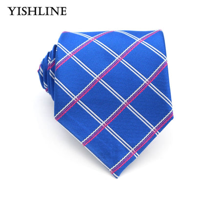 XKB 8CM Classic 100% Silk Men's Tie Fashion Neckties Blues Navy Blue Ties Geometric Men Cravat Business Wedding Party Gravatas