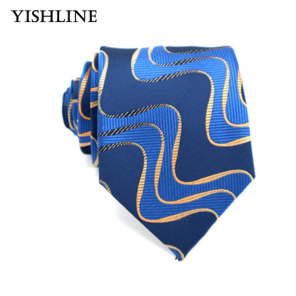 XKB 8CM Classic 100% Silk Men's Tie Fashion Neckties Blues Navy Blue Ties Geometric Men Cravat Business Wedding Party Gravatas